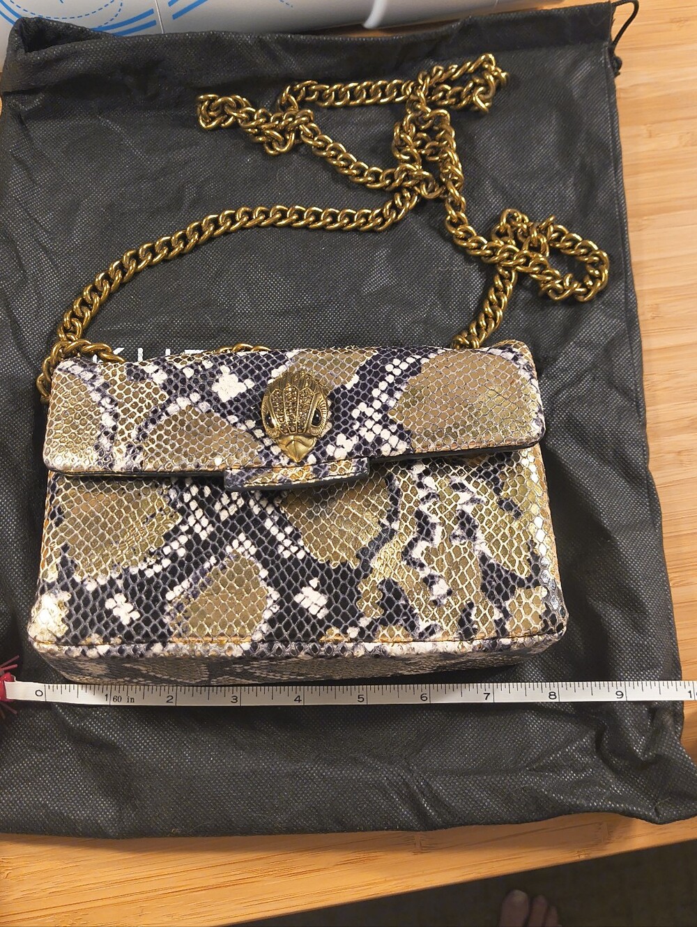 Kurt Geiger London Mini Kensington Metallic Snake Print Leather Crossbody Bag - Picture 13 of 16